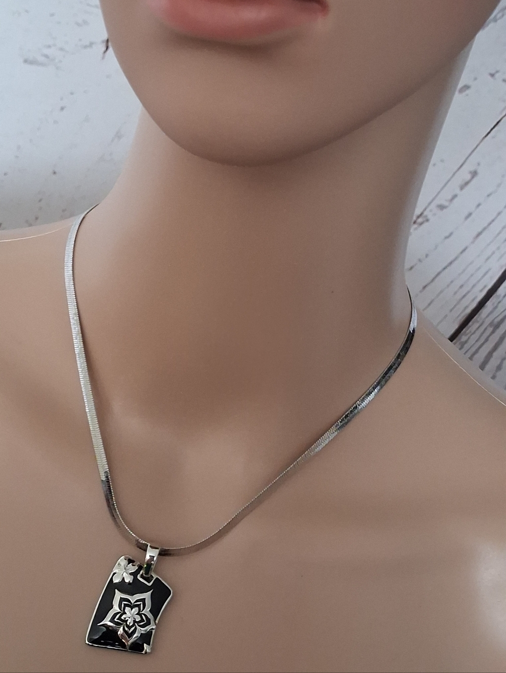 Lia Sophia Silvertone And Black Floral Pendant Necklace - Women Jewelry